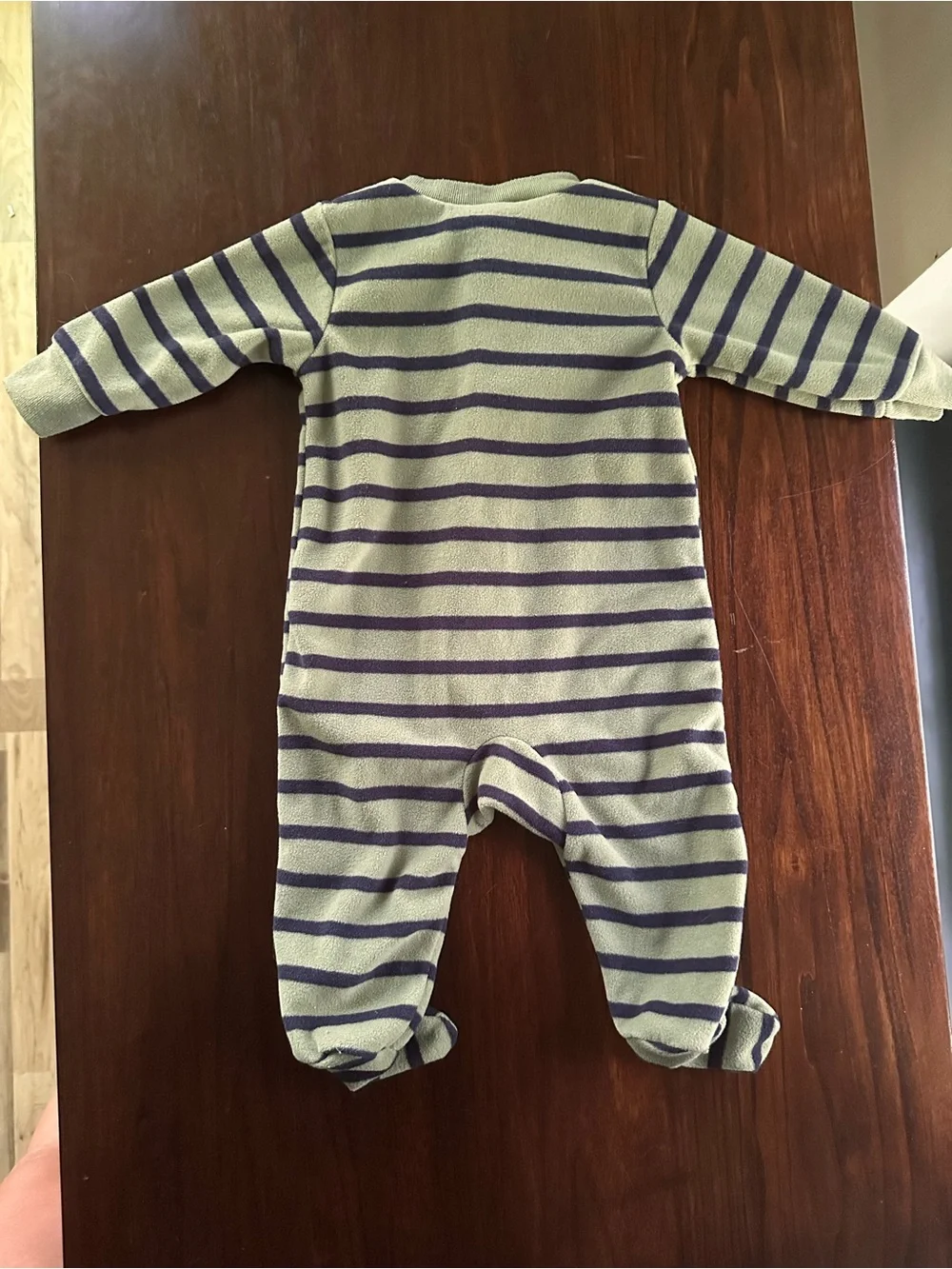 3- Carter's Striped 'Little Brother' Footed Pajamas - Blue, Green, Cream